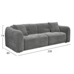 ΚΑΝΑΠΕΣ 3-ΘΕΣΙΟΣ JUNOA HM3333.01 ΓΚΡΙ ΥΦΑΣΜΑ 228x89x74Υεκ - Image 2