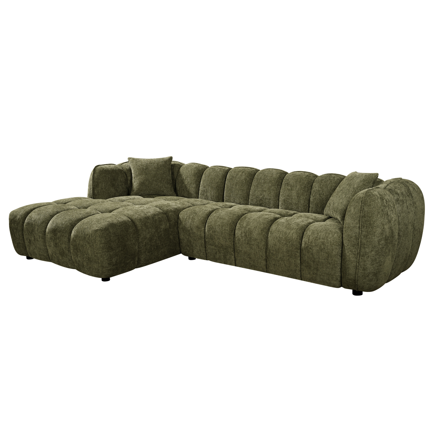 HM3326.03L ΚΑΝΑΠΕΣ ΓΩΝΙΑ (ΑΡΙΣΤΕΡΗ) LYKKE HM3326.03L ΠΡΑΣΙΝΟ ΥΦΑΣΜΑ 280x89-165(η γωνία)x70Υεκ - Image 1