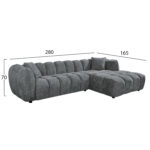ΚΑΝΑΠΕΣ ΓΩΝΙΑ (ΔΕΞΙΑ) LYKKE HM3326.01R ΓΚΡΙ ΥΦΑΣΜΑ 280x89-165(η γωνία)x70Υεκ - Image 2
