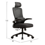 ΚΑΡΕΚΛΑ ΓΡΑΦΕΙΟΥ KESI HM1222.01 ΜΑΥΡO MESH & PP 52x50x122Υεκ. - Image 3
