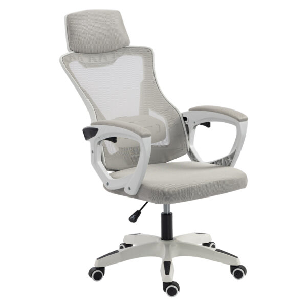 ΚΑΡΕΚΛΑ ΓΡΑΦΕΙΟΥ SALAS HM1223.02 P.P. ΛΕΥΚΟ-ΓΚΡΙ MESH ΥΦΑΣΜΑ 60x60x118-128Υεκ - Image 5