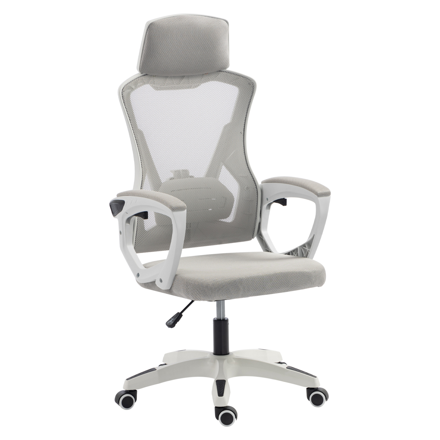 HM1223.02 ΚΑΡΕΚΛΑ ΓΡΑΦΕΙΟΥ SALAS HM1223.02 P.P. ΛΕΥΚΟ-ΓΚΡΙ MESH ΥΦΑΣΜΑ 60x60x118-128Υεκ - Image 1