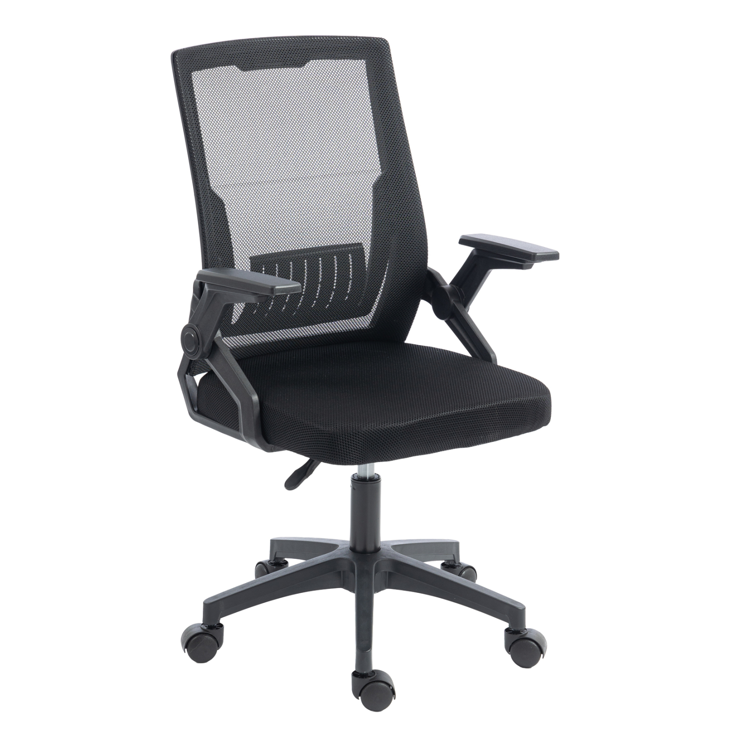 HM1225.01 ΚΑΡΕΚΛΑ ΓΡΑΦΕΙΟΥ ZENITH HM1225.01 PP & MESH ΥΦΑΣΜΑ--ΜΑΥΡΟ 60x60x92-100Υεκ - Image 1