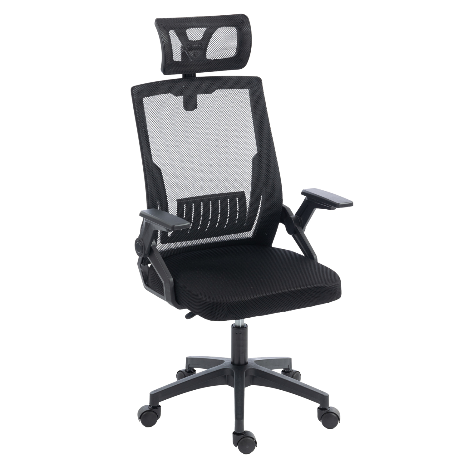 HM1226.01 ΚΑΡΕΚΛΑ ΓΡΑΦΕΙΟΥ MATRON HM1226.01 ΜΑΥΡO PP & MESH ΥΦΑΣΜΑ 47x47x128Υεκ - Image 1