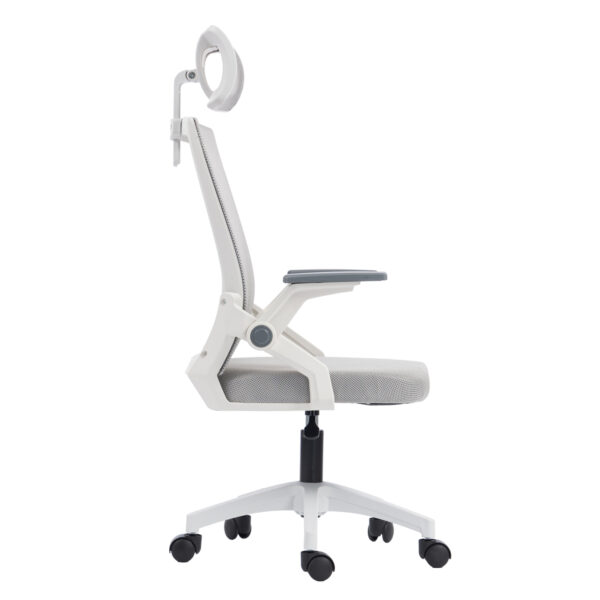 ΚΑΡΕΚΛΑ ΓΡΑΦΕΙΟΥ MATRON HM1226.02 ΛΕΥΚΟ PP--ΑΝΟΙΧΤΟ ΓΚΡΙ MESH 47x47x128Υεκ - Image 4