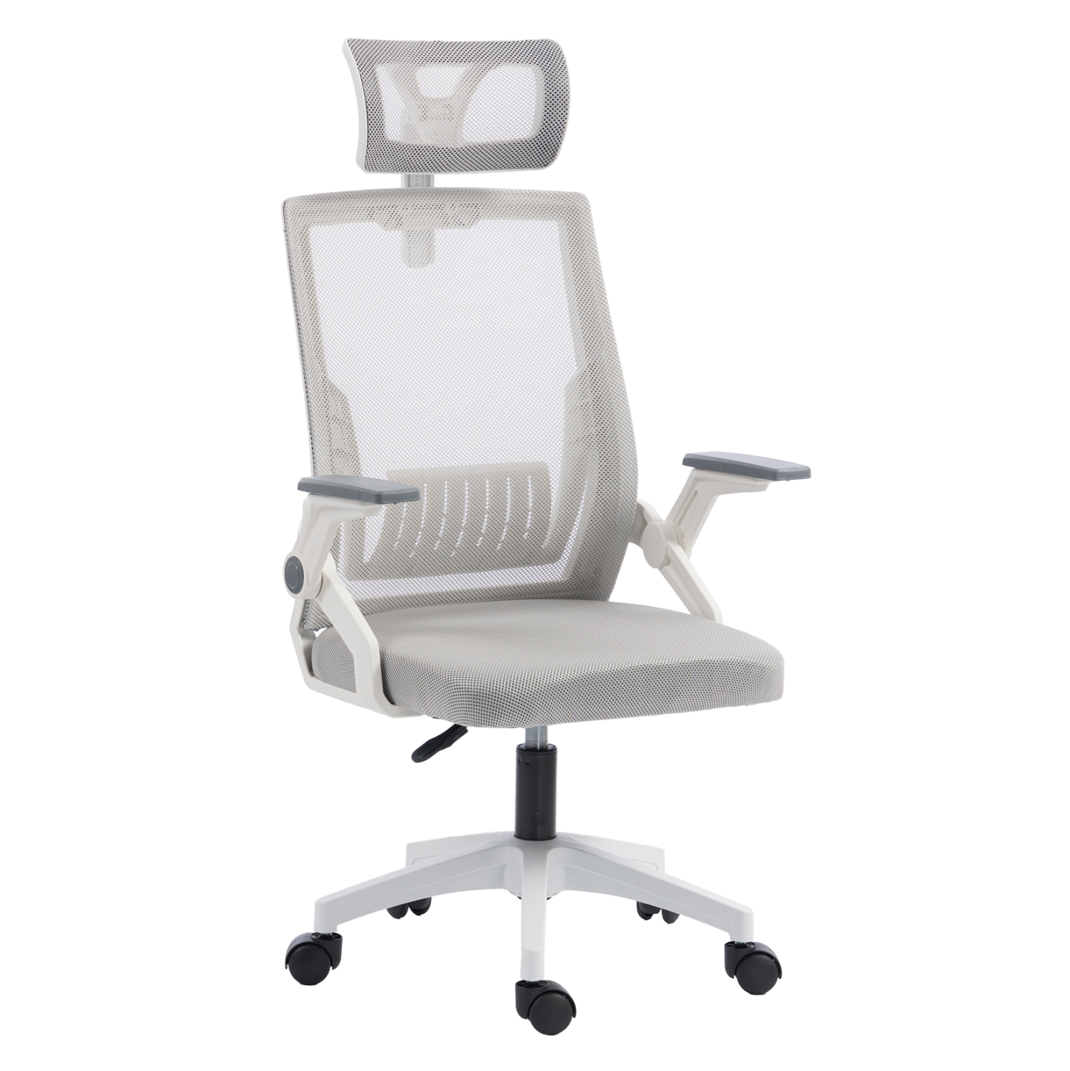 HM1226.02 ΚΑΡΕΚΛΑ ΓΡΑΦΕΙΟΥ MATRON HM1226.02 ΛΕΥΚΟ PP--ΑΝΟΙΧΤΟ ΓΚΡΙ MESH 47x47x128Υεκ - Image 1