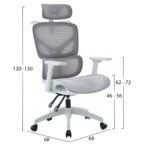 ΚΑΡΕΚΛΑ ΓΡΑΦΕΙΟΥ APEX HM1227.02 ΛΕΥΚΟ PP--ΑΝΟΙΧΤΟ ΓΚΡΙ MESH 68x68x120-130Υεκ - Image 2