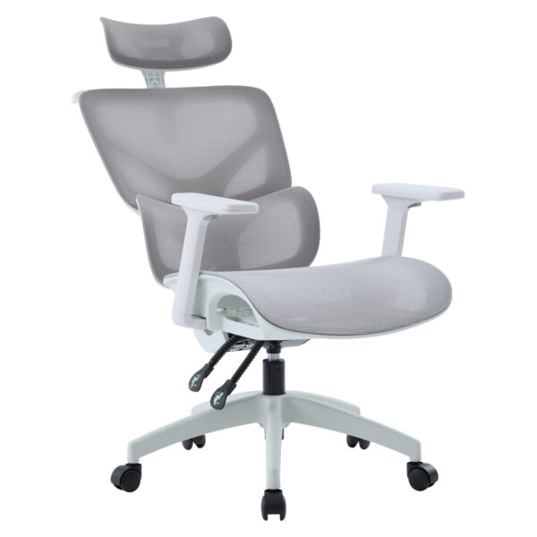 ΚΑΡΕΚΛΑ ΓΡΑΦΕΙΟΥ APEX HM1227.02 ΛΕΥΚΟ PP--ΑΝΟΙΧΤΟ ΓΚΡΙ MESH 68x68x120-130Υεκ - Image 5