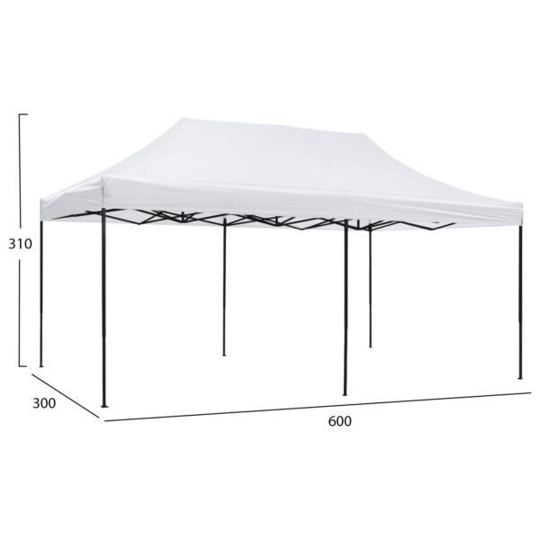 ΚΙΟΣΚΙ/GAZEBO MATTHEW HM6312 ΠΤΥΣΣΟΜΕΝΟ-ΣΚΕΛΕΤΟΣ ΜΕΤΑΛ.ΜΑΥΡΟΣ-ΛΕΥΚΟ ΥΦΑΣΜΑ 300x600x310Yεκ - Image 2