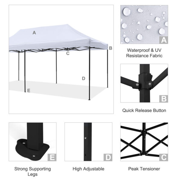 ΚΙΟΣΚΙ/GAZEBO MATTHEW HM6312 ΠΤΥΣΣΟΜΕΝΟ-ΣΚΕΛΕΤΟΣ ΜΕΤΑΛ.ΜΑΥΡΟΣ-ΛΕΥΚΟ ΥΦΑΣΜΑ 300x600x310Yεκ - Image 6