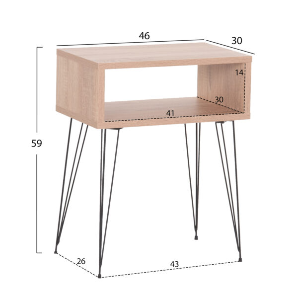 ΚΟΜΟΔΙΝΟ TODD HM18183.03 ΜΕΛΑΜΙΝΗ ΣΟΝΑΜΑ-ΠΟΔΙΑ ΣΕ ΦΥΣΙΚΟ 46x30x59Υεκ. - Image 2
