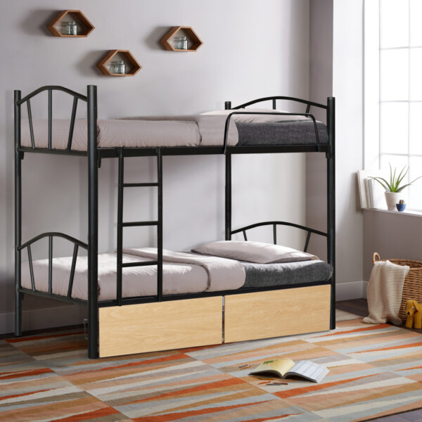 ΚΟΥΚΕΤΑ FLOOR HM21122.01 ΜΕΤΑΛΛΙΚΗ ΜΑΥΡΗ ΜΕ 2 ΕΠΙΔΑΠΕΔΙΑ ΣΥΡΤΑΡΙΑ SONAMA--ΓΙΑ 90x190εκ - Image 2