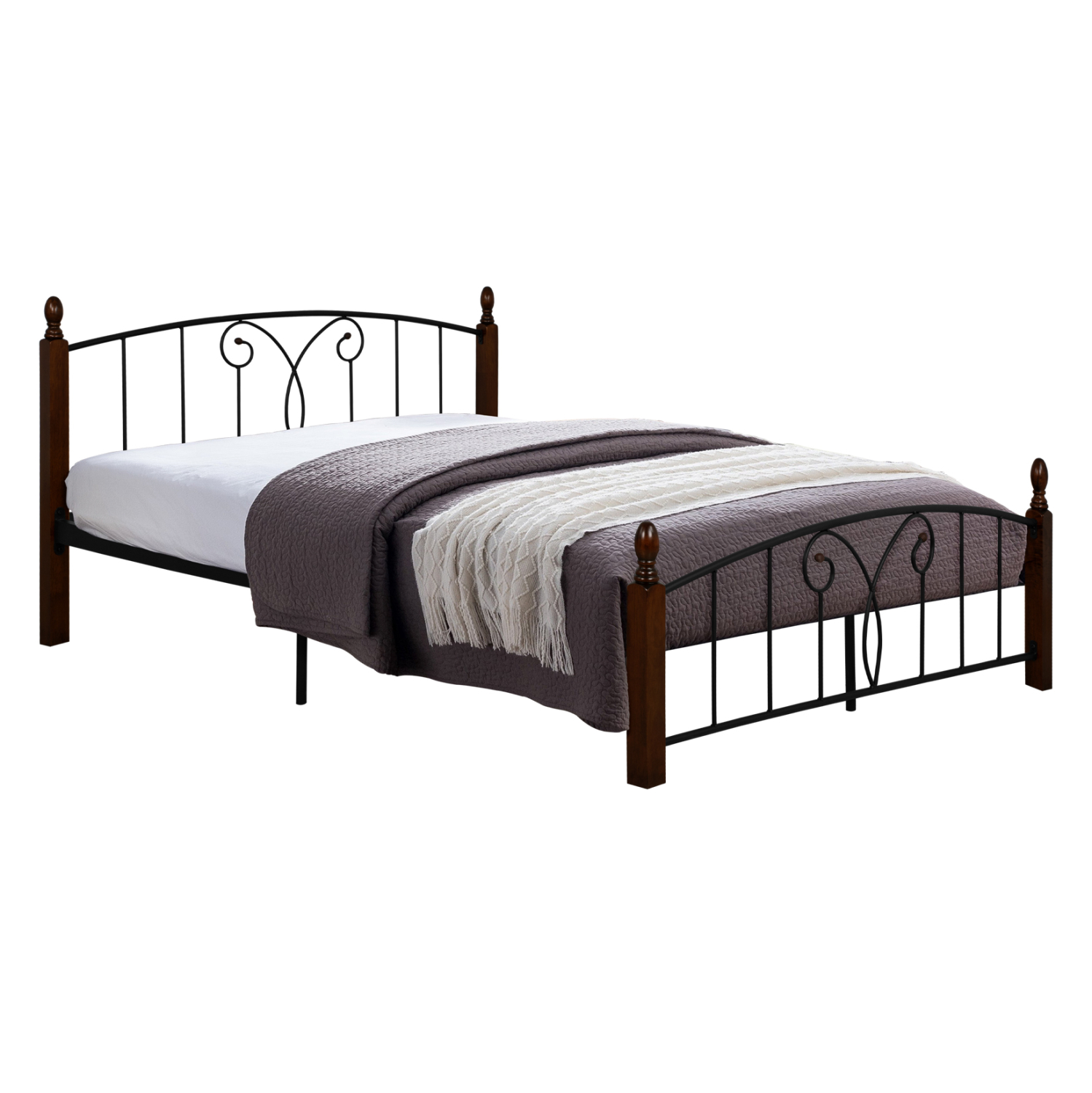 HM585 ΚΡΕΒΑΤΙ ΔΙΠΛΟ SUZIE HM585 ΓΙΑ ΣΤΡΩΜΑ 150x200 εκ. ΜΕΤΑΛΛΟ RUBBERWOOD - Image 1