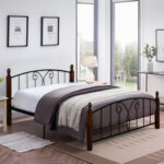 ΚΡΕΒΑΤΙ ΔΙΠΛΟ SUZIE HM585 ΓΙΑ ΣΤΡΩΜΑ 150x200 εκ. ΜΕΤΑΛΛΟ RUBBERWOOD - Image 2