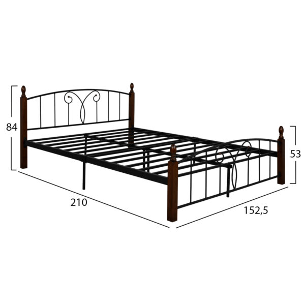 ΚΡΕΒΑΤΙ ΔΙΠΛΟ SUZIE HM585 ΓΙΑ ΣΤΡΩΜΑ 150x200 εκ. ΜΕΤΑΛΛΟ RUBBERWOOD - Image 3