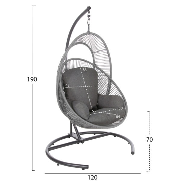 ΚΡΕΜΑΣΤΗ ΦΩΛΙΑ RULER HM6083.02 ΚΑΠΟΥΤΣΙΝΟ ΜΕΤΑΛ.- P.E.RATTAN-ΜΑΞΙΛΑΡΙ 120x110x190Υ - Image 2