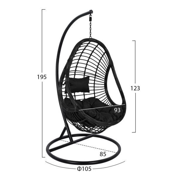 ΚΡΕΜΑΣΤΗ ΠΟΛΥΘΡΟΝΑ ΦΩΛΙΑ CALLIE HM5541.02 ΜΕ ΜΑΥΡΟ WICKER & ΜΑΞΙΛΑΡΙΑ Φ105Χ195Υ εκ. - Image 2