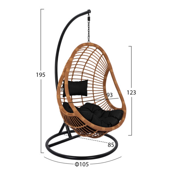 ΚΡΕΜΑΣΤΗ ΠΟΛΥΘΡΟΝΑ ΦΩΛΙΑ CALLIE HM5541.04 ΜΕ ΜΠΕΖ WICKER & ΜΑΥΡΑ ΜΑΞΙΛΑΡΙΑ Φ105Χ195Υ εκ. - Image 2