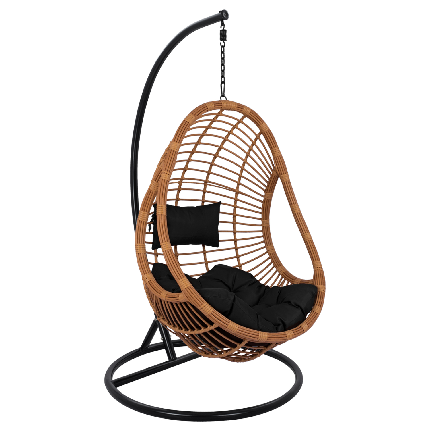 HM5541.04 ΚΡΕΜΑΣΤΗ ΠΟΛΥΘΡΟΝΑ ΦΩΛΙΑ CALLIE HM5541.04 ΜΕ ΜΠΕΖ WICKER & ΜΑΥΡΑ ΜΑΞΙΛΑΡΙΑ Φ105Χ195Υ εκ. - Image 1