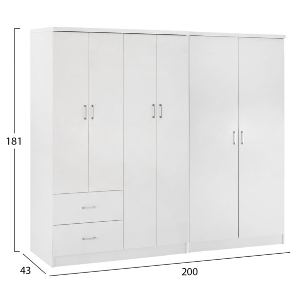 ΝΤΟΥΛΑΠΑ 6ΦΥΛΛΗ BLAKELY HM21235.05 ΜΕΛΑΜΙΝΗ ΧΡΩΜΑ ΛΕΥΚΟ 201x43x181Υεκ - Image 2