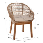 ΠΟΛΥΘΡΟΝΑ AMORA HM9567 TEAK ΠΟΔΙΑ ΣΚΕΛΕΤΟΣ ΑΛΟΥΜΙΝΙΟΥ & POLYRATTAN 64x60x87Yεκ. - Image 2