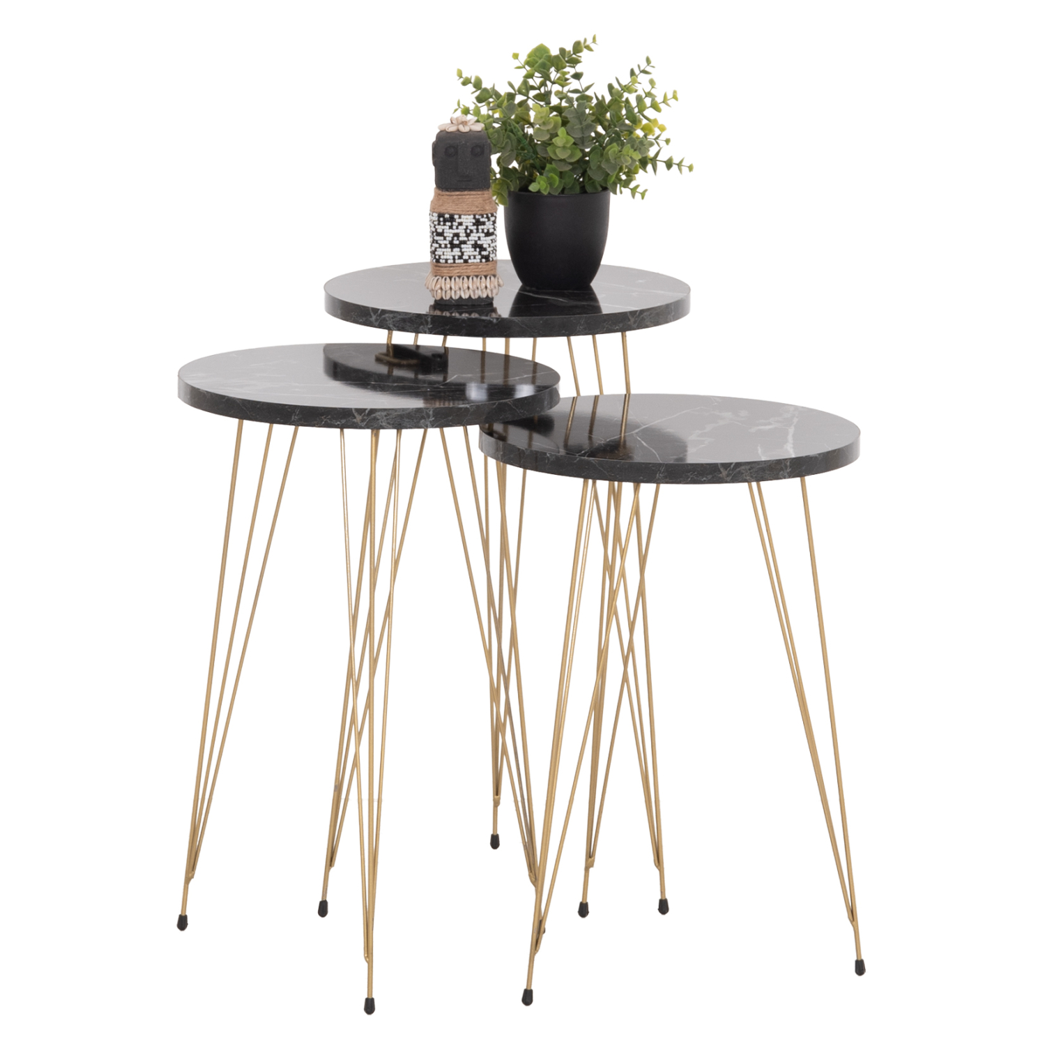 HM18173.12 ΣΕΤ ΒΟΗΘ.ΤΡΑΠΕΖΑΚΙΑ NISSA HM18173.12 ΜΕΛΑΜΙΝΗ ΜΑΥΡΟ ΜΑΡΜΑΡΟ-ΧΡΥΣΑ ΜΕΤΑΛ.ΠΟΔΙΑ - Image 1