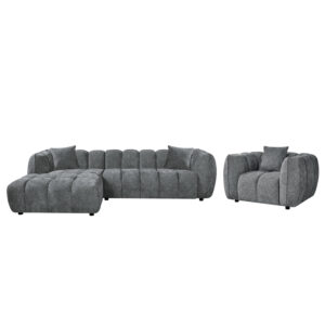 ΣΕΤ ΚΑΝΑΠΕΣ ΓΩΝΙΑ (ΑΡΙΣΤΕΡΗ)-ΠΟΛΥΘΡΟΝΑ LOUNGE LYKKE HM10820.01L ΓΚΡΙ ΥΦΑΣΜΑ