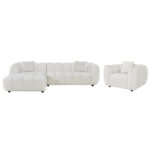ΣΕΤ ΚΑΝΑΠΕΣ ΓΩΝΙΑ (ΑΡΙΣΤΕΡΗ)-ΠΟΛΥΘΡΟΝΑ LOUNGE LYKKE HM10820.02L ΕΚΡΟΥ ΥΦΑΣΜΑ