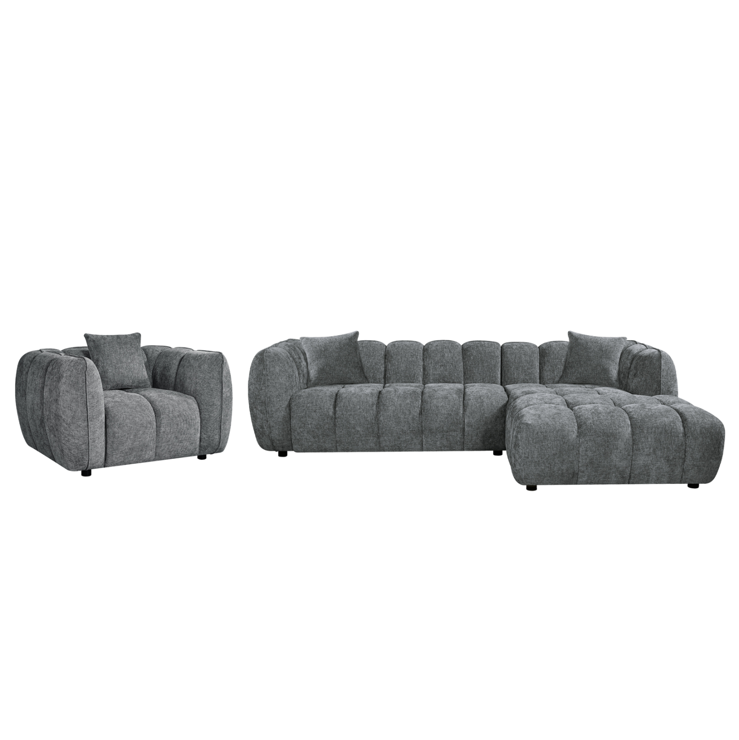 HM10820.01R ΣΕΤ ΚΑΝΑΠΕΣ ΓΩΝΙΑ (ΔΕΞΙΑ)-ΠΟΛΥΘΡΟΝΑ LOUNGE LYKKE HM10820.01R ΓΚΡΙ ΥΦΑΣΜΑ - Image 1