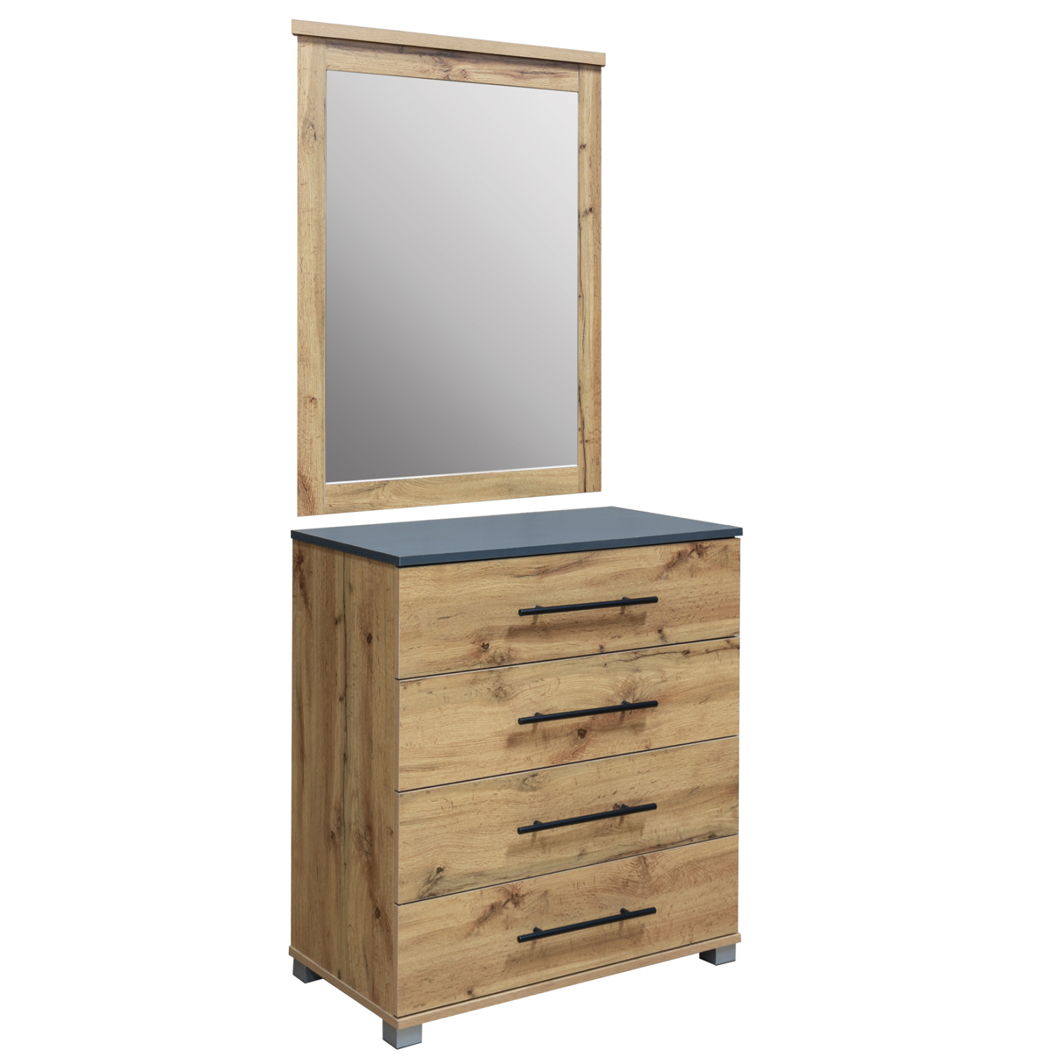 HM10889.12 ΣΕΤ ΣΥΡΤΑΡΙΕΡΑ ΜΕ ΚΑΘΡΕΠΤΗ CARYS HM10889.12 ΜΕΛΑΜΙΝΗ ΣΕ ΦΥΣΙΚΟ ΞΥΛΟΥ - Image 1