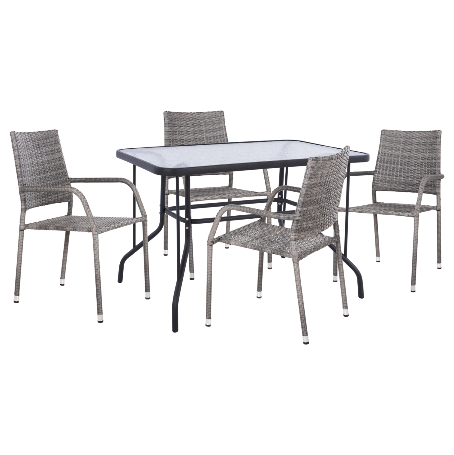 HM10873.02 ΣΕΤ ΤΡΑΠΕΖΑΡΙΑΣ 5ΤΜΧ ΕΞ.ΧΩΡΟΥ ADAM HM10873.02 ΜΕΤΑΛΛΟ & WICKER ΣΕ ΓΚΡΙ - Image 1