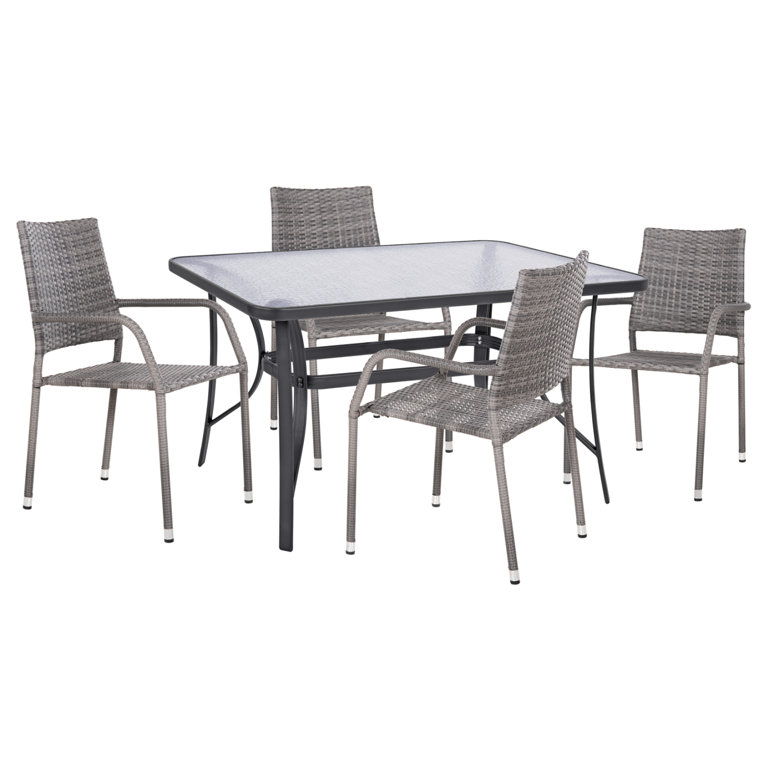 HM10874.02 ΣΕΤ ΤΡΑΠΕΖΑΡΙΑΣ 5ΤΜΧ ΕΞ.ΧΩΡΟΥ BRUNO HM10874.02 ΜΕΤΑΛΛΟ & WICKER ΣΕ ΓΚΡΙ - Image 1