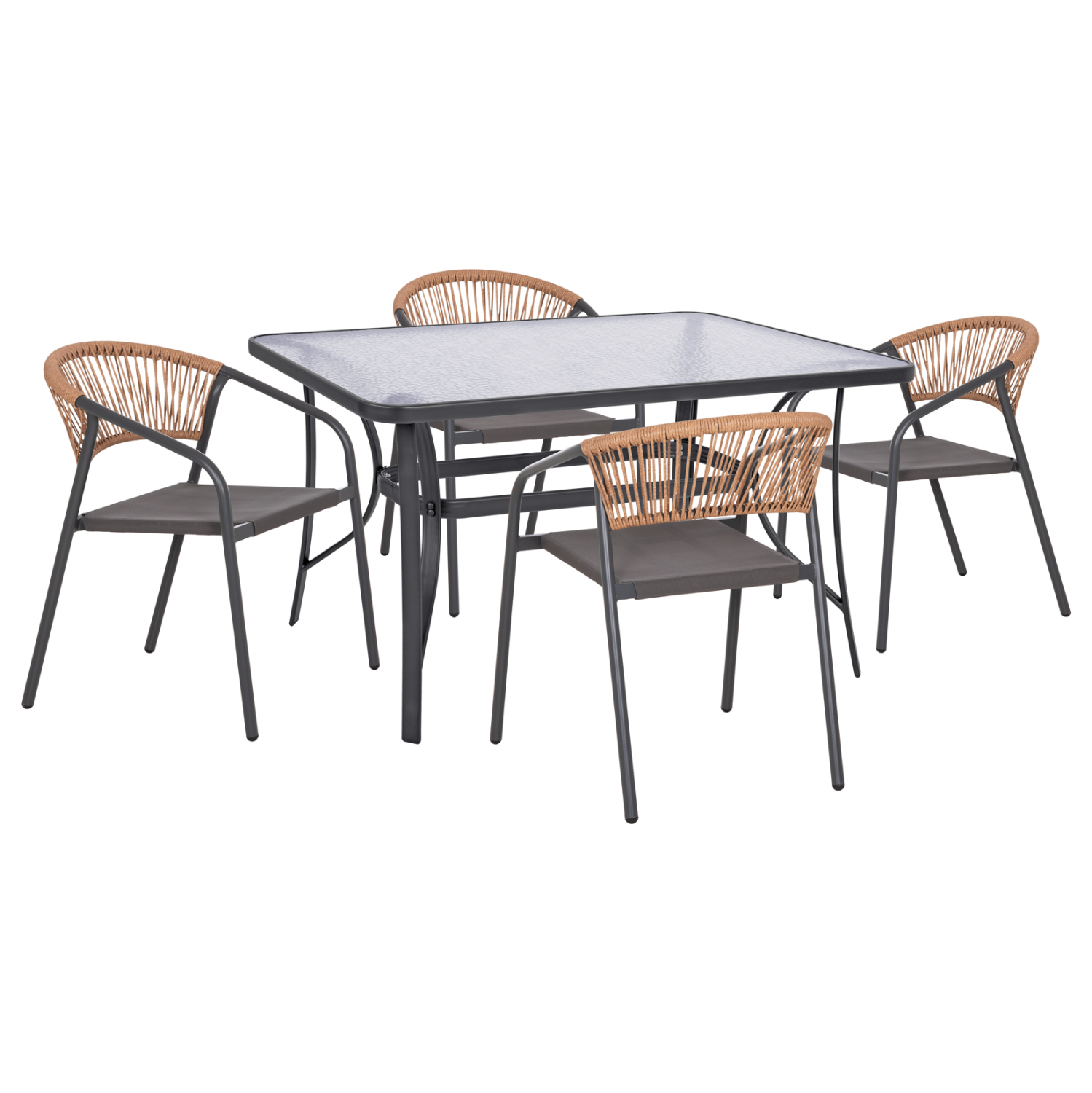 HM10860.01 ΣΕΤ ΤΡΑΠΕΖΑΡΙΑΣ 5ΤΜΧ BRUNO HM10860.01 ΚΑΡΕΚΛΕΣ ΜΕΤΑΛΛΙΚΕΣ & ΤΡΑΠΕΖΙ 140x80εκ ΓΚΡΙ - Image 1