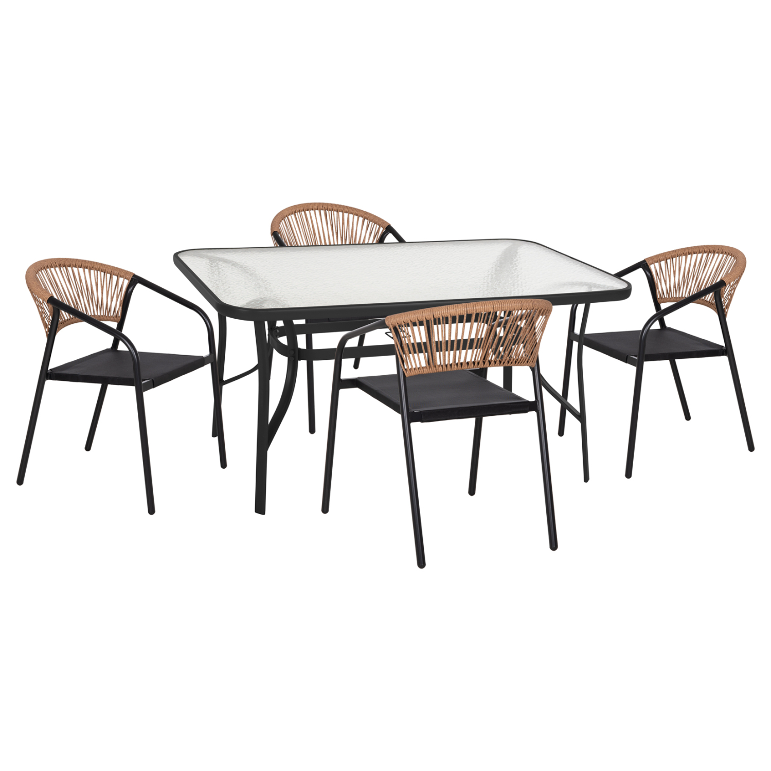 HM10860.03 ΣΕΤ ΤΡΑΠΕΖΑΡΙΑΣ 5ΤΜΧ BRUNO HM10860.03 ΚΑΡΕΚΛΕΣ ΜΕΤΑΛΛΙΚΕΣ & ΤΡΑΠΕΖΙ 140x80εκ ΜΑΥΡΟ - Image 1