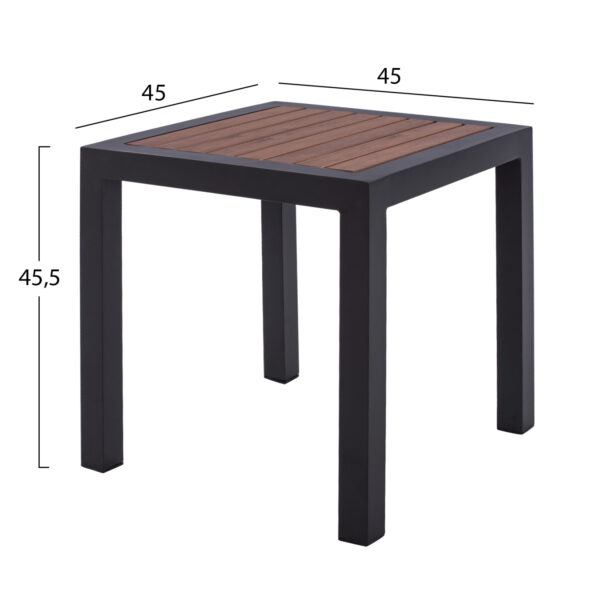 ΤΡΑΠΕΖΙ ΑΛΟΥΜΙΝΙΟΥ SABRA HM5403.02 ΓΚΡΙ ΜΕ POLYWOOD 45Χ45X45,5Yεκ. - Image 2