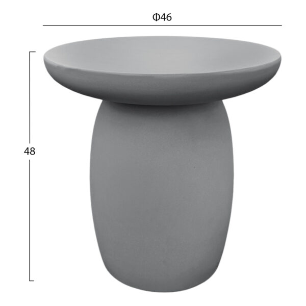 ΤΡΑΠΕΖΙ ΒΟΗΘΗΤΙΚΟ ΣΤΡΟΓΓΥΛΟ HIKARI HM6593.01 ΓΚΡΙ FIBER CEMENT Φ46x48Υεκ. - Image 2