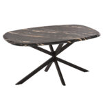 ΤΡΑΠΕΖΙ ΟΒΑΛ RODDEN HM11903.02 ΜΕ WERZALIT BLACK/GOLD MARBLE-ΜΑΥΡΗ ΒΑΣΗ 146x94x75Υεκ