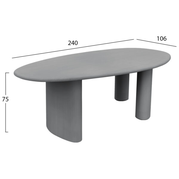 ΤΡΑΠΕΖΙ ΤΡΑΠΕΖΑΡΙΑΣ ΟΒΑΛ VOLPE HM6599.01 ΓΚΡΙ FIBER CEMENT 240x100x75Υεκ - Image 2