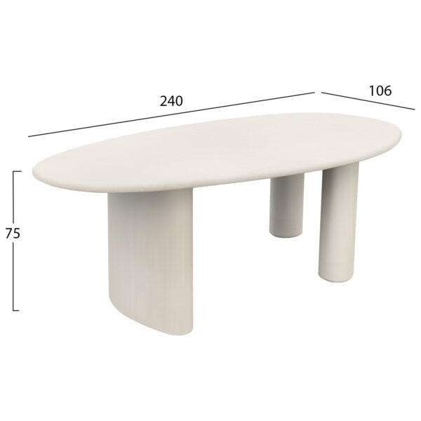 ΤΡΑΠΕΖΙ ΤΡΑΠΕΖΑΡΙΑΣ ΟΒΑΛ VOLPE HM6599.02 ΜΠΕΖ FIBER CEMENT 240x100x75Υεκ - Image 2