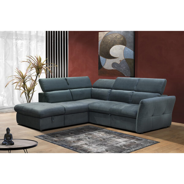 MONSERAT ΚΑΝΑΠΕΣ ΚΡΕΒΑΤΙ ΓΩΝΙΑ ΑΡΙΣΤΕΡΗ PETROL 254x224x90 01-2599 - Image 9