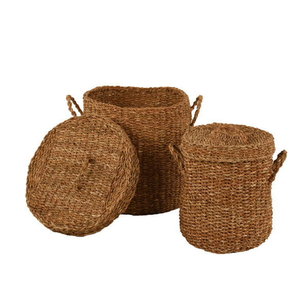 SEAGRASS ΚΑΛΑΘΙ ΜΕ ΚΑΠΑΚΙ SET 2ΤΜΧ 44x44x45cm SEAGRASS ΦΥΣΙΚΟ 015347 - Image 8