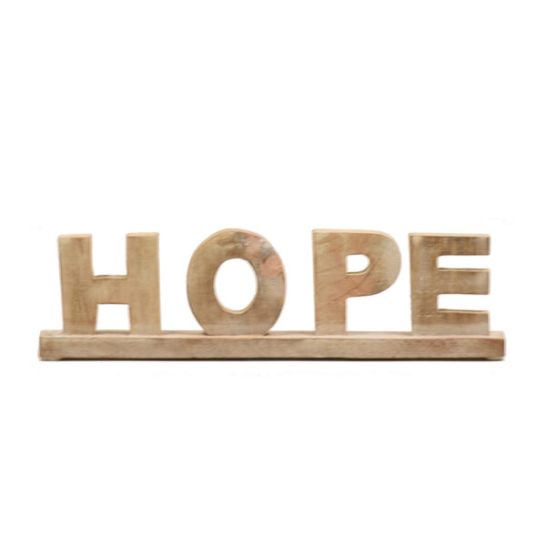 HOPE ΔΙΑΚΟΣΜΗΤΙΚΗ ΕΠΙΓΡΑΦΗ 35x4x10cm ΞΥΛΟ MANGO ΦΥΣΙΚΟ 015612 - Image 3