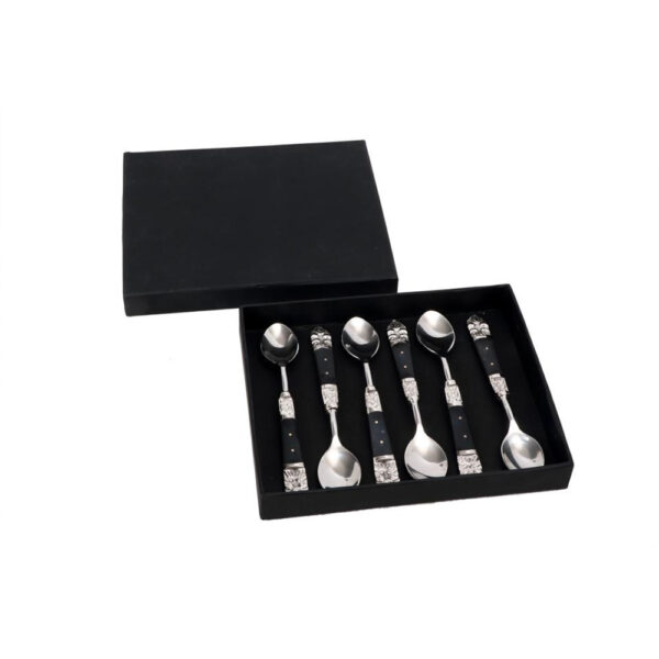 ROYAL ΚΟΥΤΑΛΙ ΓΛΥΚΟΥ SET 6TMX 15x3x1cm ΑΤΣΑΛΙ ΜΑΥΡΟ RESIN 018962 - Image 2