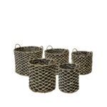 ROMBUS ΚΑΛΑΘΙ SET 5ΤΜΧ 43x43x39cm SEAGRASS ΦΥΣΙΚΟ ΜΑΥΡΟ ΣΙΔΕΡΟ 019029 - Image 3