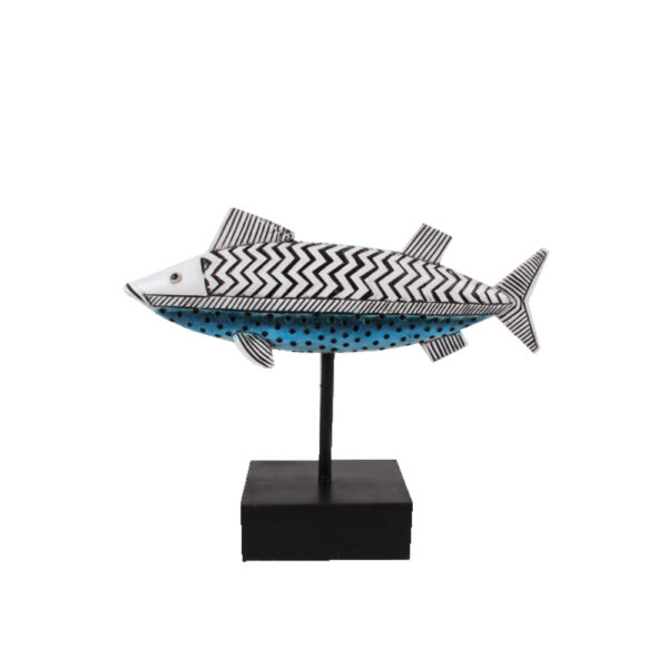 SERRANUS ΔΙΑΚΟΣΜΗΤΙΚΟ ΨΑΡΙ 26x8x21cm POLYRESIN ΛΕΥΚΟ ΜΑΥΡΟ ΓΑΛΑΖΙΟ 020851 - Image 2