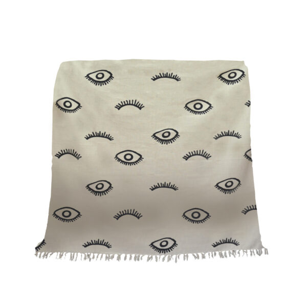 EYES WHITE ΡΙΧΤΑΡΙ ΔΙΑΚΟΣΜΗΤΙΚΟ 130x170cm ΒΑΜΒΑΚΙ ΛΕΥΚΟ ΜΑΥΡΟ 021787 - Image 4
