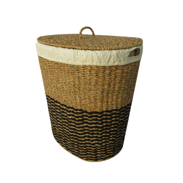NIKKI ΚΑΛΑΘΙ ΜΕ ΚΑΠΑΚΙ 50x50x50cm SEAGRASS ΦΥΣΙΚΟ ΜΑΥΡΟ HOGLA ROPE ΛΕΥΚΟ 021999 - Image 2