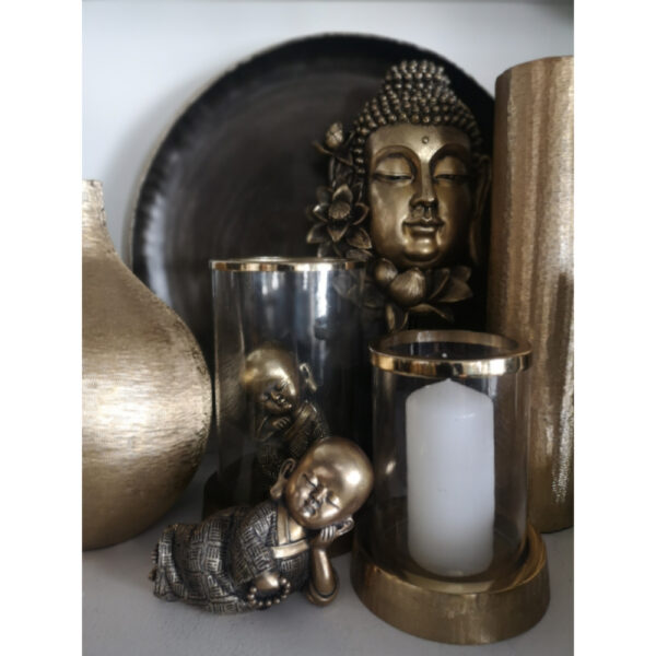 LOTUS BUDDHA ΔΙΑΚΟΣΜΗΤΙΚΟ ΒΟΥΔΑΣ 19x9x35cm POLYRESIN ΧΡΥΣΟ ΜΑΥΡΟ 022507 - Image 8