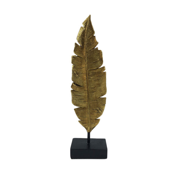 ARADA ΔΙΑΚΟΣΜΗΤΙΚΟ ΦΥΛΛΟ 8x5x30cm POLYRESIN ΧΡΥΣΟ ΜΑΥΡΟ 022730 - Image 2