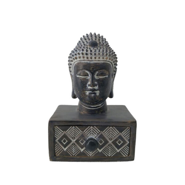 BADBA DARK ΔΙΑΚΟΣΜΗΤΙΚΟ ΒΟΥΔΑΣ 10x9x16cm POLYRESIN ΜΑΥΡΟ ΚΑΦΕ ΛΕΥΚΟ 022742 - Image 2